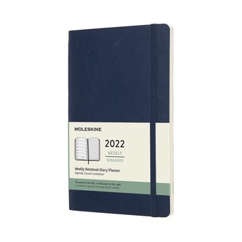 Plánovací zápisník Moleskine 2022 měkký modrý L