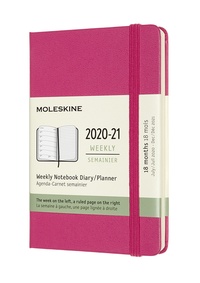 Plánovací zápisník Moleskine 2020-2021 tvrdý růžový S