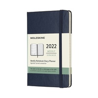Plánovací zápisník Moleskine 2022 tvrdý modrý S