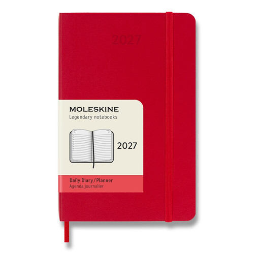 Moleskine 2027 - diár v mäkkých doskách - veľkosť S, denný, červený