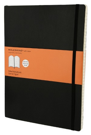 Zápisník, měkký linkovaný, černý XL
