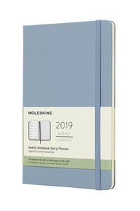Plánovací zápisník Moleskine 2019 tvrdý světle modrý L