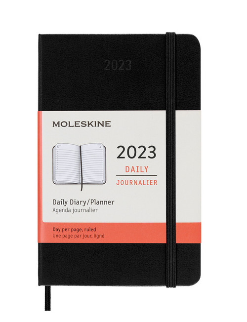 Diář Moleskine 2023 denní tvrdý černý S