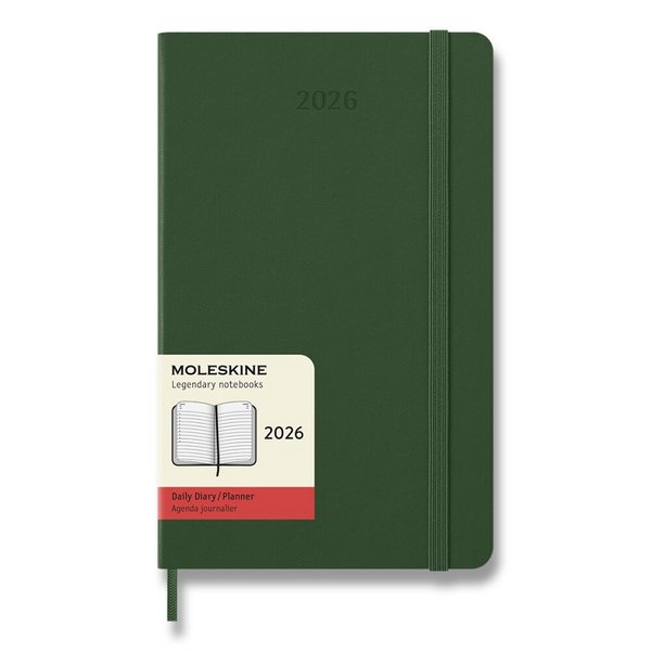 Diár Moleskine 2026 - tvrdé dosky, L, denný, tmavo zelený