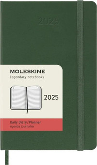 Diář Moleskine 2025 denní tvrdý zelený S