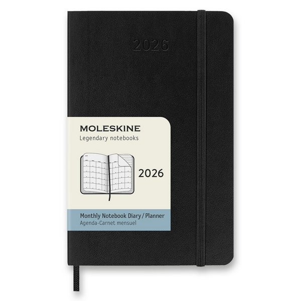Diár Moleskine 2026 - mäkké dosky, S, mesačný, čierny