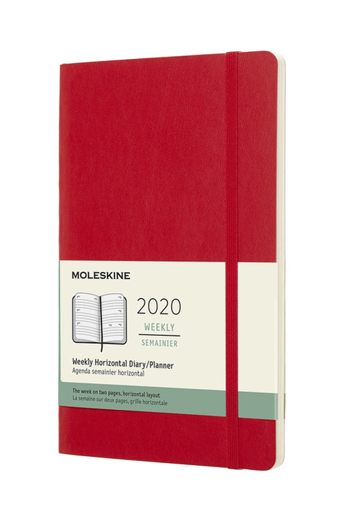 Horizontální týdenní diář Moleskine 2020 měkký červený L