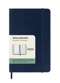 Plánovací zápisník Moleskine 2024 měkký modrý S