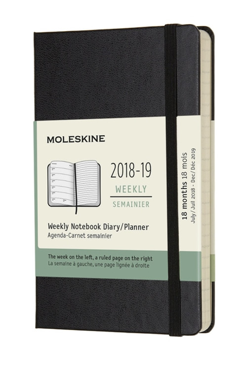 Plánovací zápisník Moleskine 2018-2019 tvrdý černý S