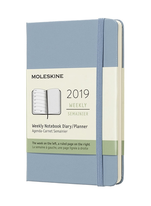 Plánovací zápisník Moleskine 2019 tvrdý světle modrý S