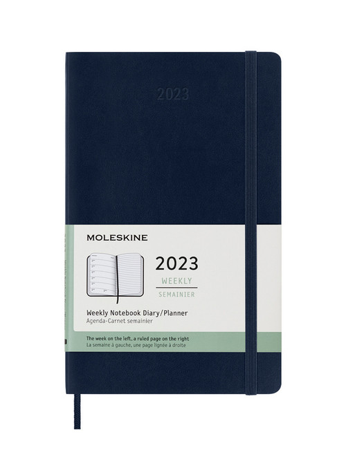 Plánovací zápisník Moleskine 2023 měkký modrý L