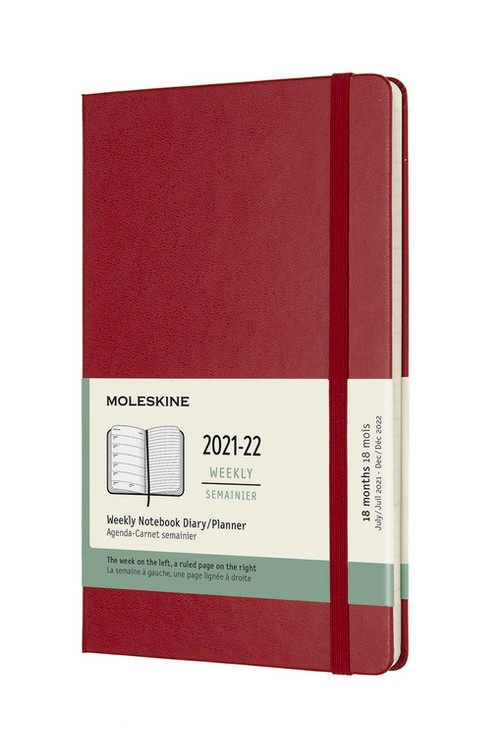 Plánovací zápisník Moleskine 2021-2022 tvrdý červený L