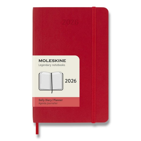 Diár Moleskine 2026 - mäkké dosky, S, denný, červený