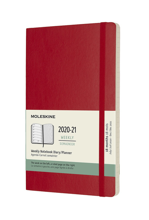 Plánovací zápisník Moleskine 2020-2021 měkký červený L