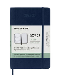 Plánovací zápisník Moleskine 2022-2023 měkký modrý S
