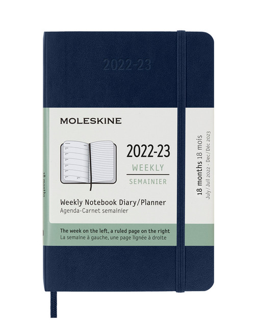 Plánovací zápisník Moleskine 2022-2023 měkký modrý S
