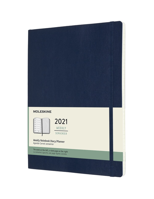 Plánovací zápisník Moleskine 2021 měkký modrý XL