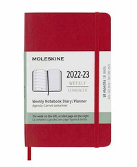 Plánovací zápisník Moleskine 2022-2023 měkký červený S