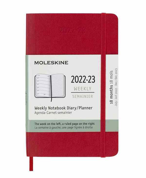 Plánovací zápisník Moleskine 2022-2023 měkký červený S
