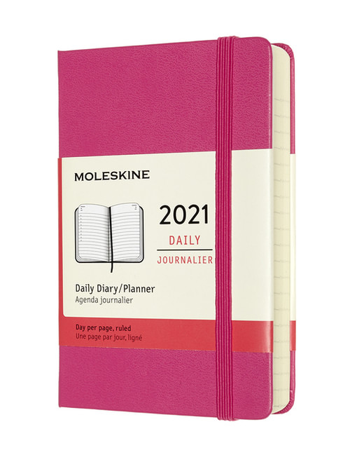Diář Moleskine 2021 denní tvrdý růžový S