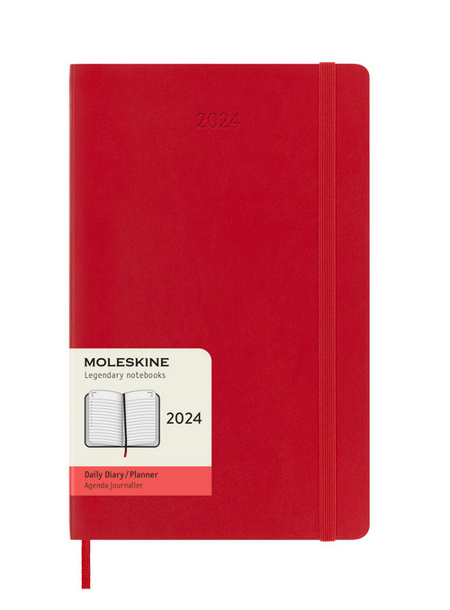 Diář Moleskine 2024 denní měkký červený L
