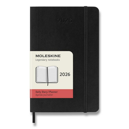 Diár Moleskine 2026 - mäkké dosky, S, denný, čierny