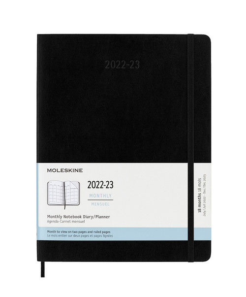 Měsíční diář Moleskine 2022-2023 měkký černý XL