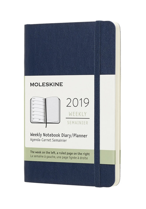 Plánovací zápisník Moleskine 2019 měkký modrý S