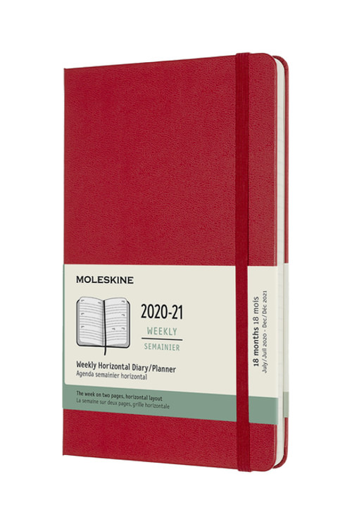 Horizontální diář Moleskine 2020-2021 tvrdý červený L