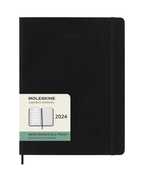 Plánovací zápisník Moleskine 2024 měkký černý XL