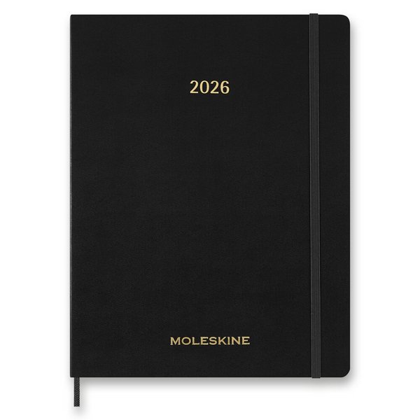 Diár Moleskine Essential 2026 - mäkké dosky, XXL, týždenný, vertikálny, čierny