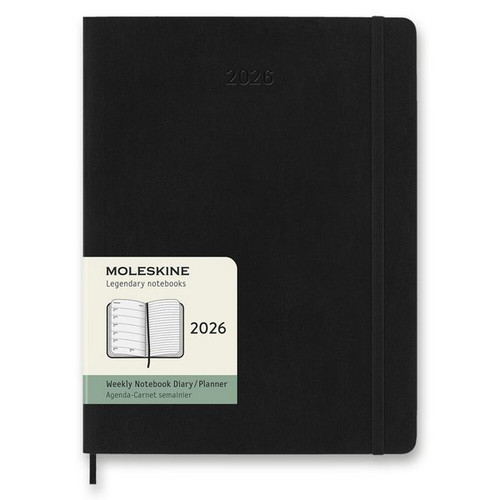 Diár Moleskine 2026 - mäkké dosky, XL, týždenný, čierny