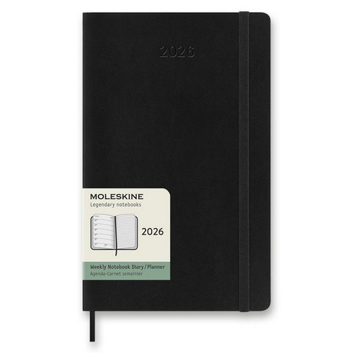 Diár Moleskine 2026 - mäkké dosky, L, týždenný, čierny