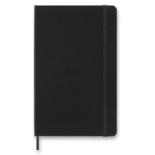 18-mesačný diár Moleskine 2025-26 - tvrdé dosky L, týždenný, horizontálny, čierny