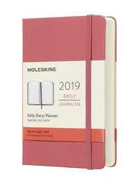 Diář Moleskine 2019 denní tvrdý růžový L