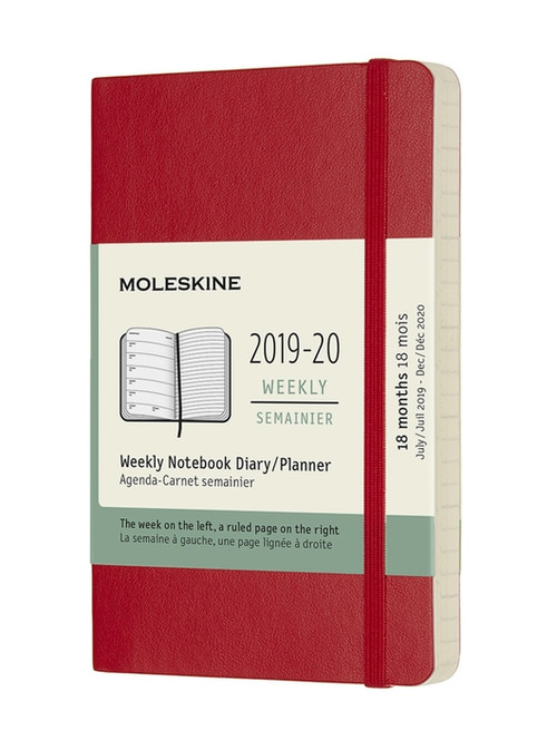 Plánovací zápisník Moleskine 2019-2020 měkký červený S