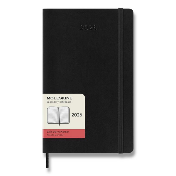 Diár Moleskine 2026 - mäkké dosky, L, denný, čierny