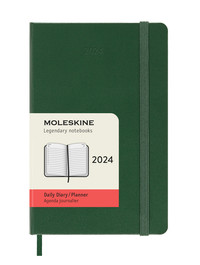 Diář Moleskine 2024 denní tvrdý zelený S