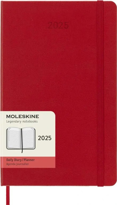 Diář Moleskine 2025 denní tvrdý červený L