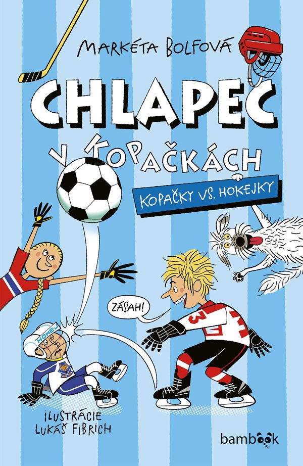 Chlapec v kopačkách. Kopačky vs. hokejky