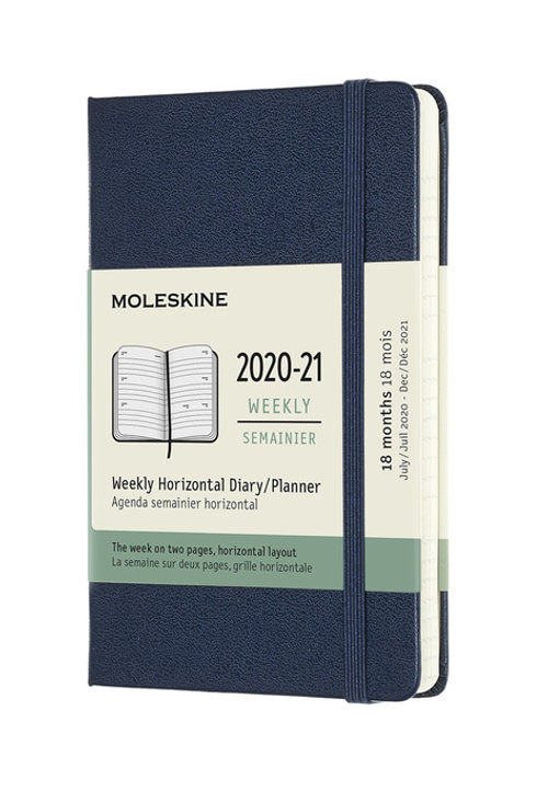 Horizontální diář Moleskine 2020-2021 tvrdý modrý S