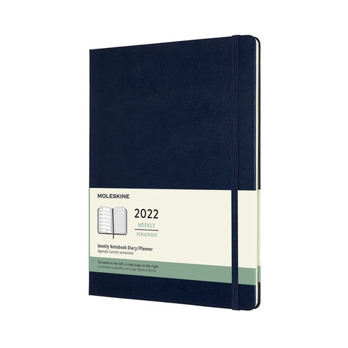 Plánovací zápisník Moleskine 2022 tvrdý modrý XL