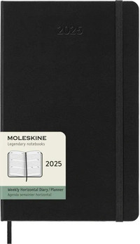 Horizontální týdenní diář Moleskine 2025 tvrdý černý L