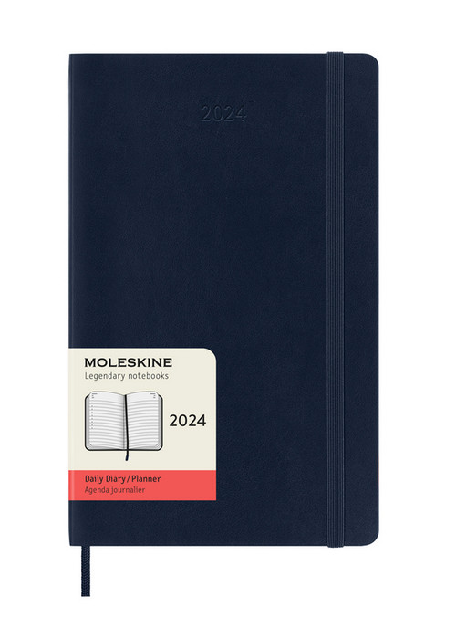 Diář Moleskine 2024 denní měkký modrý L
