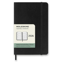 Diár Moleskine 2026 - mäkké dosky, S, týždenný, horizontálny, čierny
