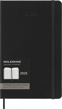Vertikální PRO diář Moleskine 2025 tvrdý černý L