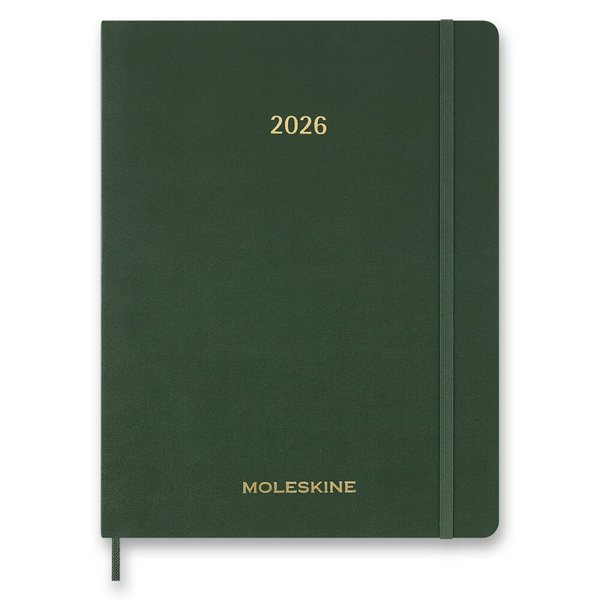 Diár Moleskine Essential Vegea 2026 - mäkké dosky XXL, týždenný, vertikálny, tmavo zelený