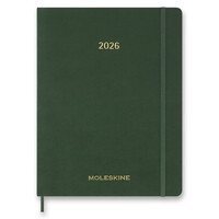 Diár Moleskine Essential Vegea 2026 - mäkké dosky XXL, týždenný, vertikálny, tmavo zelený