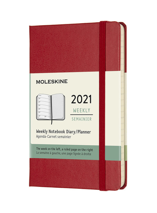 Plánovací zápisník Moleskine 2021 tvrdý červený S