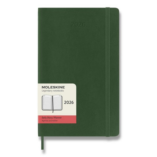 Diár Moleskine 2026 - mäkké dosky, L, denný, tmavo zelený